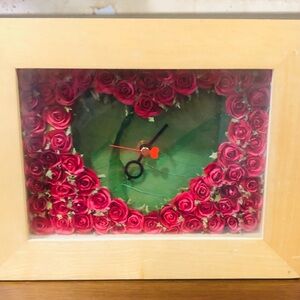 Roses/Heart Clock Shadowbox Framed
